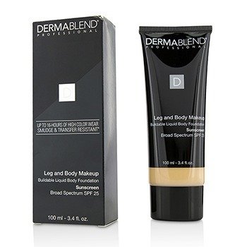 DERMABLEND Leg and Body Make Up Buildable Liquid Body Foundation Sunscreen Broad Spectrum SPF 25 Size: 100ml/3.4oz