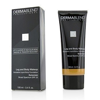 DERMABLEND Leg and Body Make Up Buildable Liquid Body Foundation Sunscreen Broad Spectrum SPF 25 Size: 100ml/3.4oz
