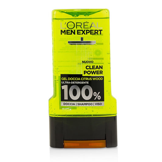 L'OREAL Men Expert Shower Gel - Clean Power (For Body, Face & Hair) Size: 300ml/10.1oz
