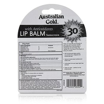 AUSTRALIAN GOLD Lip Balm Sunscreen SPF 30 Size: 2x4.2g