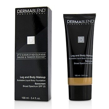 DERMABLEND Leg and Body Make Up Buildable Liquid Body Foundation Sunscreen Broad Spectrum SPF 25 Size: 100ml/3.4oz