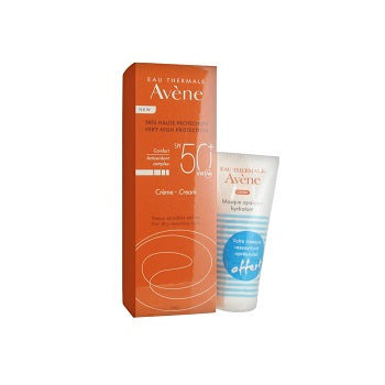 AVENE Sun Care Cream SPF 50+ 50ml + Soothing Moisturising Mask 30ml Free